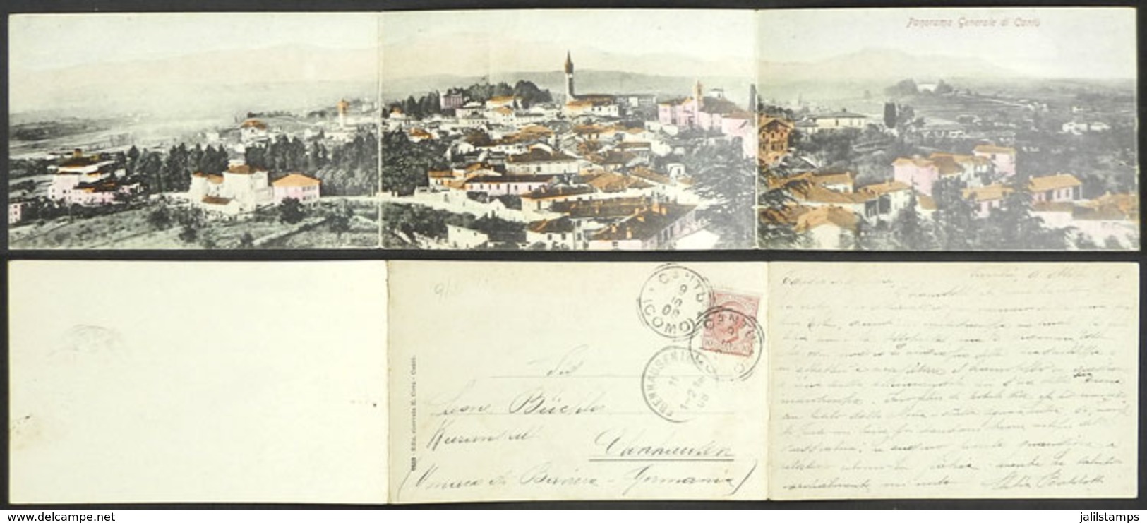 ITALY: CANTÚ: General View, Triple Postcard, Sent To Germany In 1908, Very Nice! - Sonstige & Ohne Zuordnung