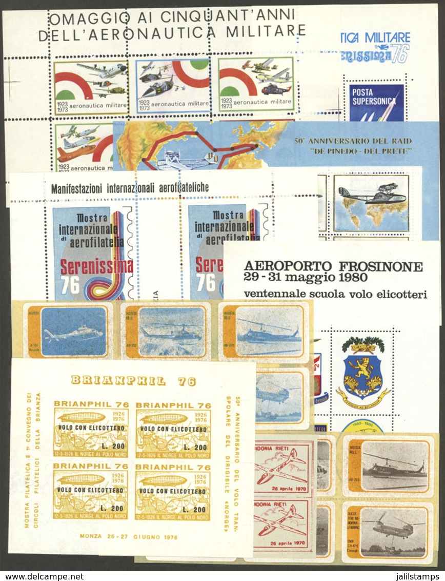 ITALY: AVIATION: 14 Mini-sheets With Cinderellas Related To The Topic, VF Quality! - Ohne Zuordnung