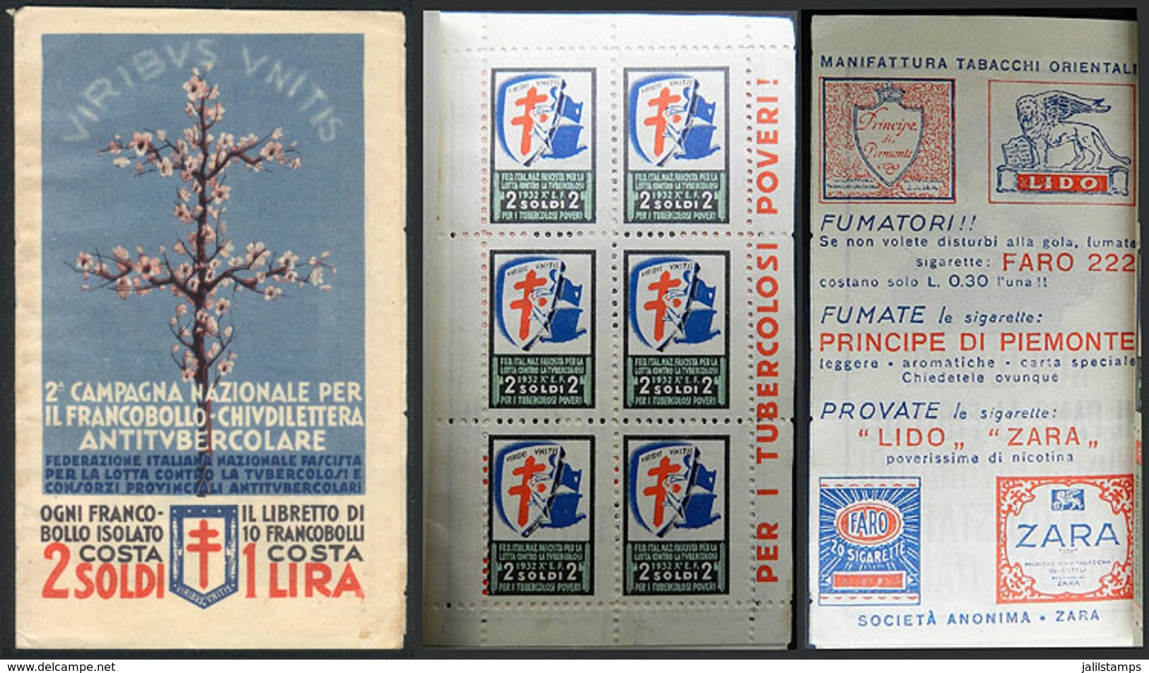 ITALY: Booklet With 10 Cinderellas Of The 1931 Campaign Against Tuberculosis, With Several Pages With Interesting ADVERT - Non Classés