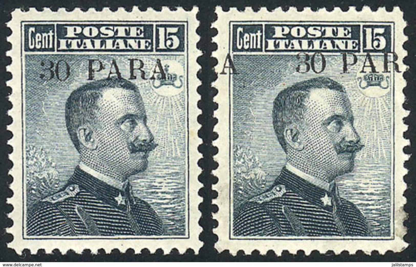 ITALY - LEVANT: Scott 15, 2 Examples, One With Very Shifted Overprint, VF Quality, Rare! - Unclassified
