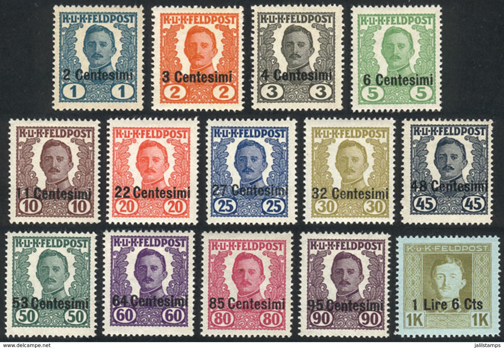 ITALY - AUSTRO-HUNGARIAN OCCUPATION: Sc.N20/N33, 1918 Complete Set Of 14 Values, Mint Lightly Hinged, VF Quality, Catalo - Otros & Sin Clasificación