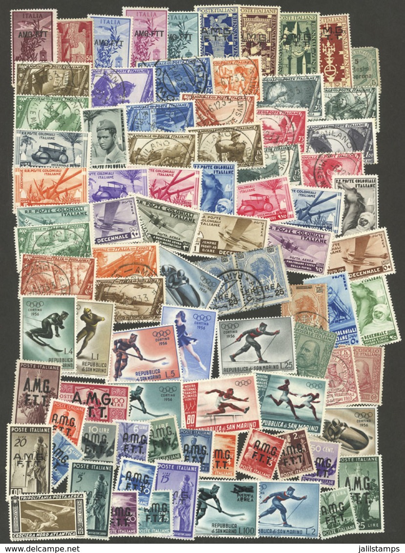 ITALY + COLONIES: Envelope Containing A Good Number Of Stamps And Sets, Including Some Of San Marino, Trieste, Etc., Use - Unclassified