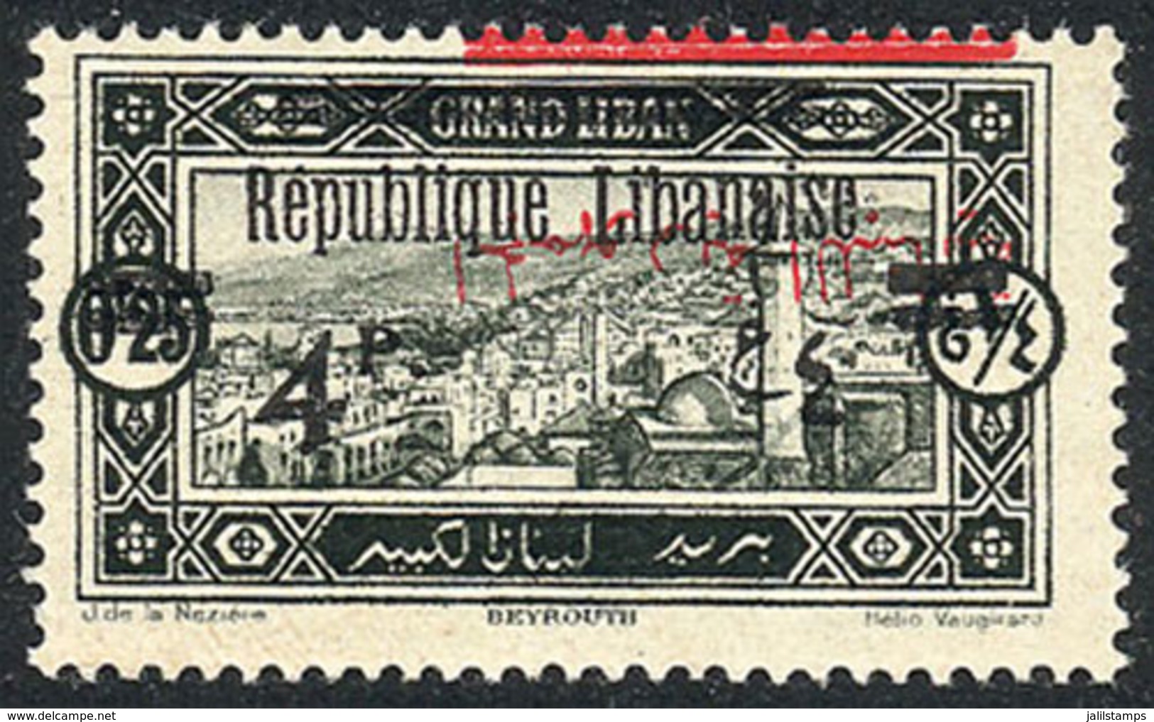 LEBANON: Yvert 104c, With INVERTED ARAB OVERPRINT Variety, Unmounted, Excellent Quality! - Liban