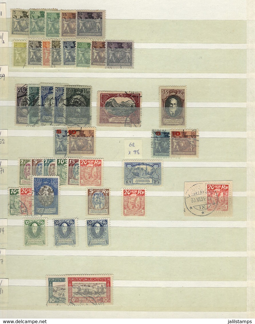 LIECHTENSTEIN: Stock Of Good Stamps And Sets Of Varied Periods In Stockbook, Used Or Mint (without Gum, Lightly Hinged,  - Sonstige & Ohne Zuordnung