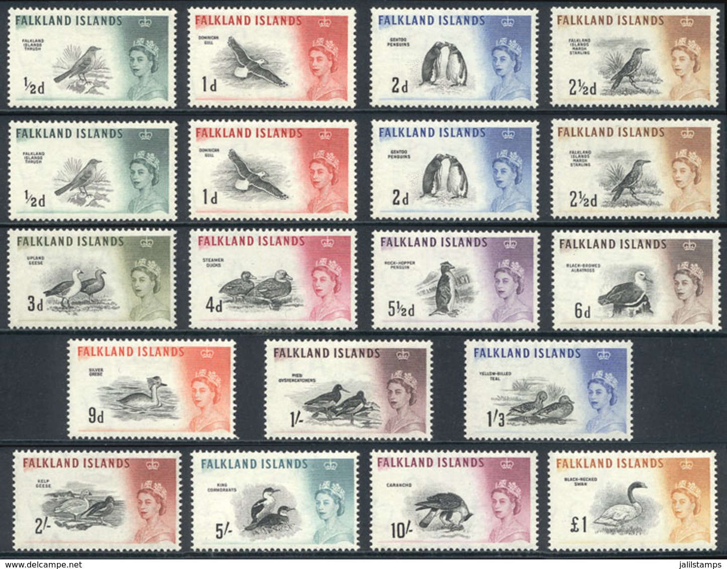 FALKLAND ISLANDS/MALVINAS: Sc.128/142, 1960 Birds, Complete Set Of 15 Unmounted Values, Excellent Quality, Catalog Value - Falkland Islands