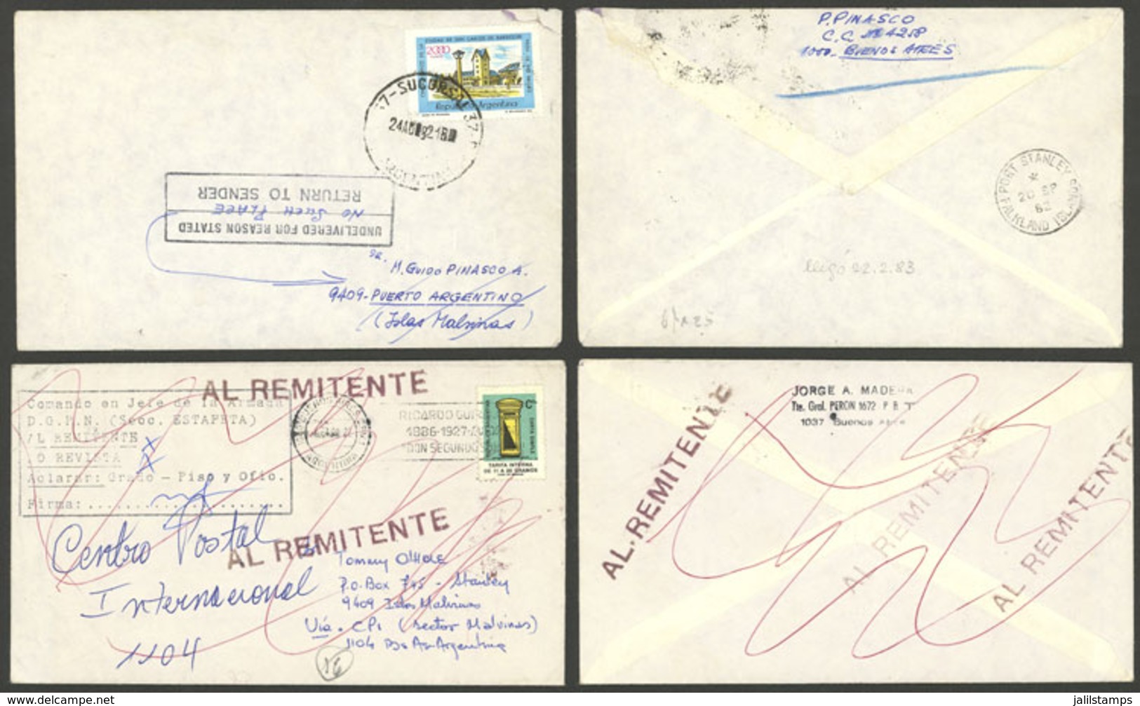 FALKLAND ISLANDS/MALVINAS: 2 Covers Posted From Buenos Aires After The End Of The Falklands War (one In AU/1982), Both R - Falkland
