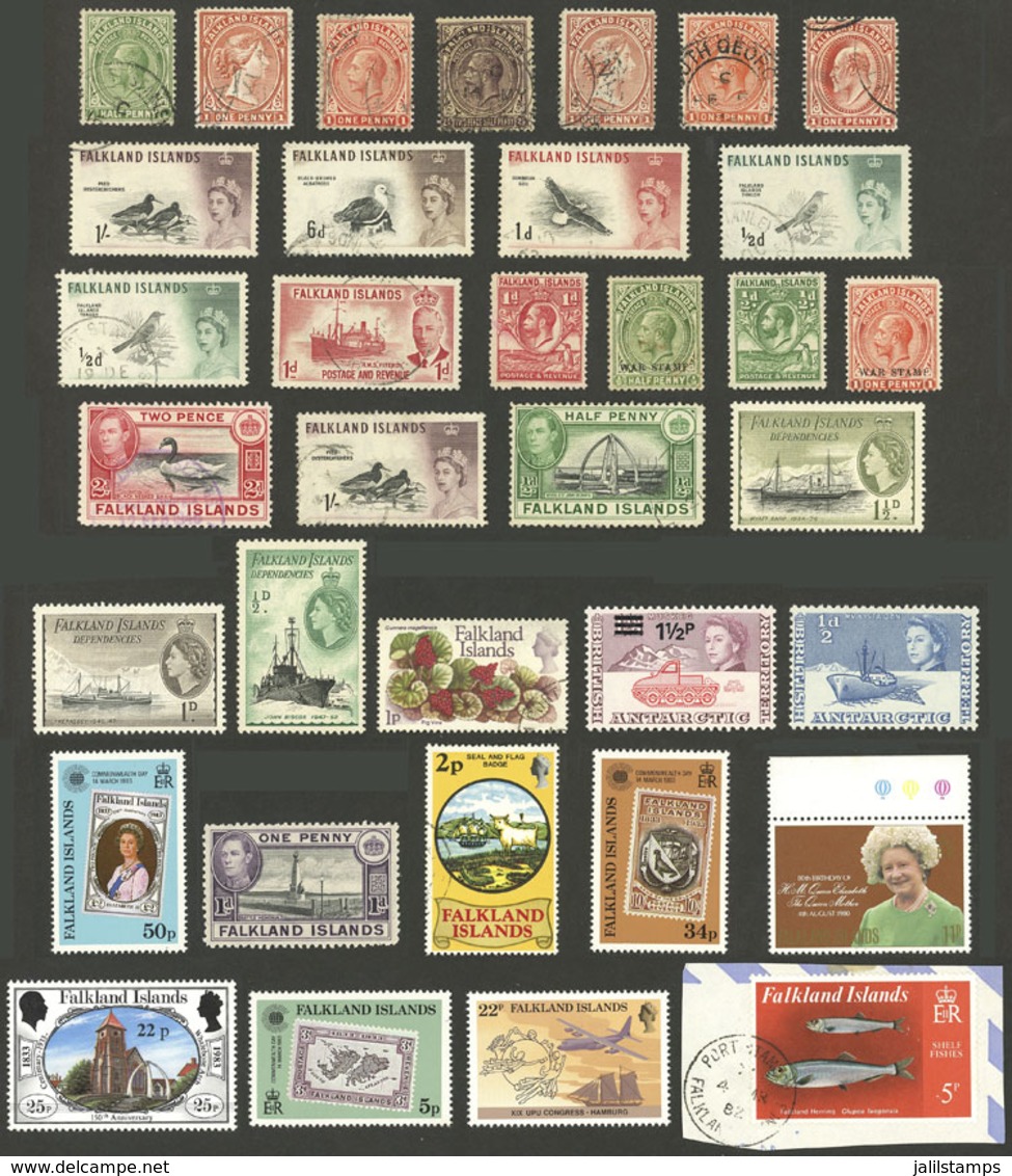 FALKLAND ISLANDS/MALVINAS: Small Lot Of Stamps Of Varied Periods, Several Very Old And Some Used, VF General Quality! - Falkland