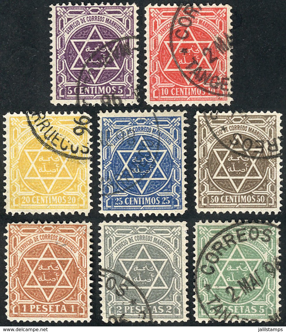 MOROCCO: TANGER A ARZILA, Yvert 105/112, 1896 Complete Set Of 8 Used Values, Excellent Quality, Rare, Catalog Value Euro - Sonstige & Ohne Zuordnung