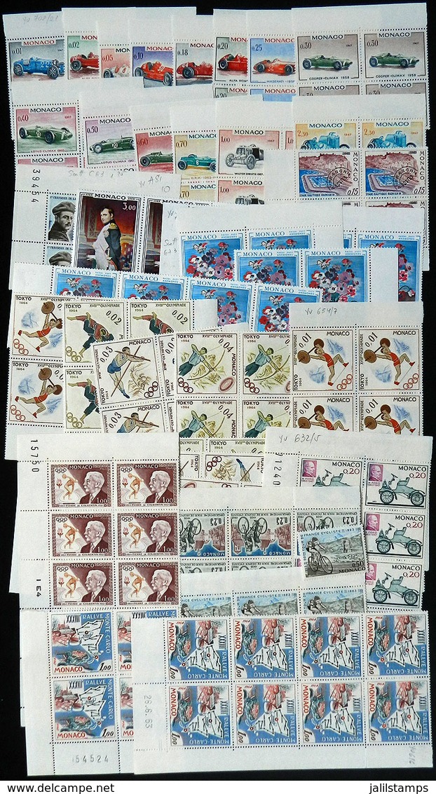 MONACO: Lot Of VERY THEMATIC Modern Sets In Blocks Of 4 Or Larger, All Unmounted And Of Excellent Quality, Yvert Catalog - Other & Unclassified
