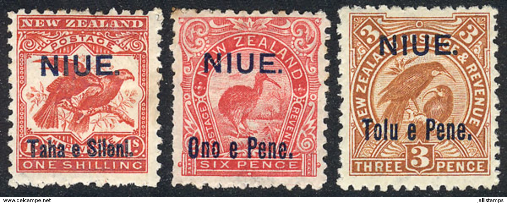 NIUE: Sc.10/13, 1903 Complete Set Of 3 Overprinted Values, Fine Quality, Catalog Value US$65. - Niue