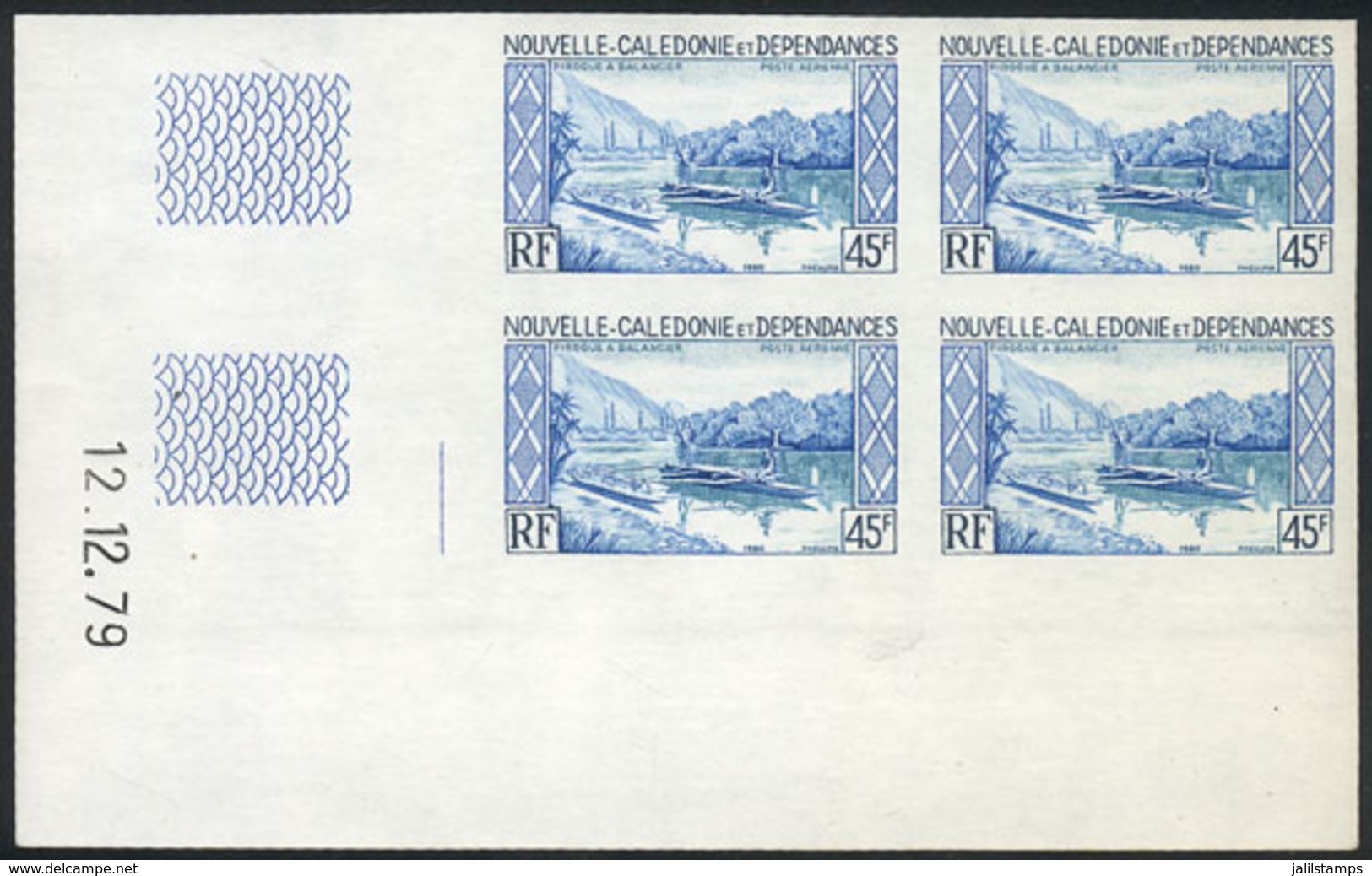 NEW CALEDONIA: Sc.C160, 1980 Boat, IMPERFORATE BLOCK OF 4, MNH, VF Quality! - Altri & Non Classificati