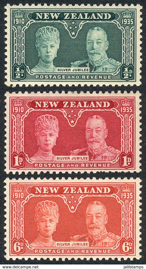 NEW ZEALAND: Sc.199/201, 1935 Royal Silver Wedding, Compl. Set Of 3 Values, Mint Lightly Hinged, VF Quality, Catalog Val - Sonstige & Ohne Zuordnung