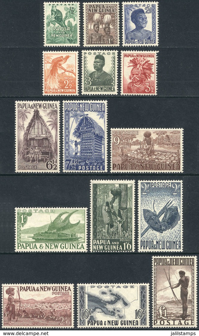 PAPUA NEW GUINEA: Sc.122/136, 1952 Complete Set Of 15 Mint Values, Very Lightly Hinged, VF Quality, Catalog Value US$100 - Papua-Neuguinea