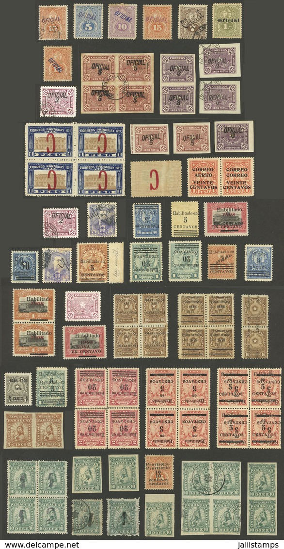 PARAGUAY: Lot Of Overprinted Stamps, Almost All With Interesting Varieties, VF General Quality. Some Overprints May Be F - Paraguay