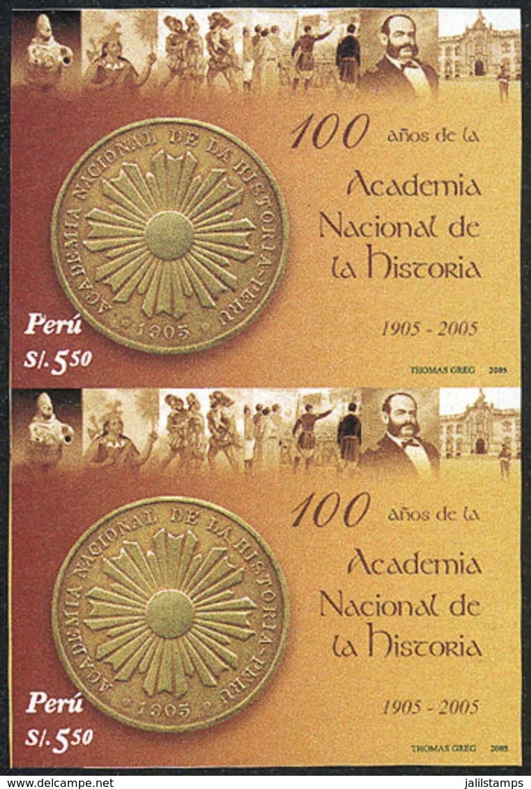 PERU: Sc.1492, 2006 National Academy Of History, IMPERFORATE PAIR, Excellent Quality, Rare! - Perú