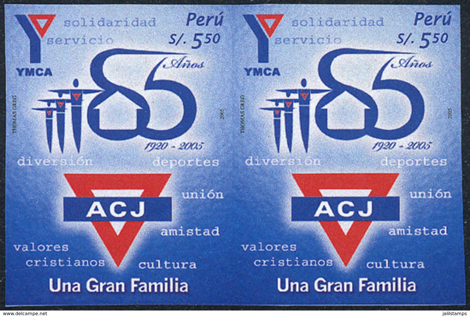 PERU: Sc.1495, 2006 Christian Youth Association, IMPERFORATE PAIR, Excellent Quality, Rare! - Pérou