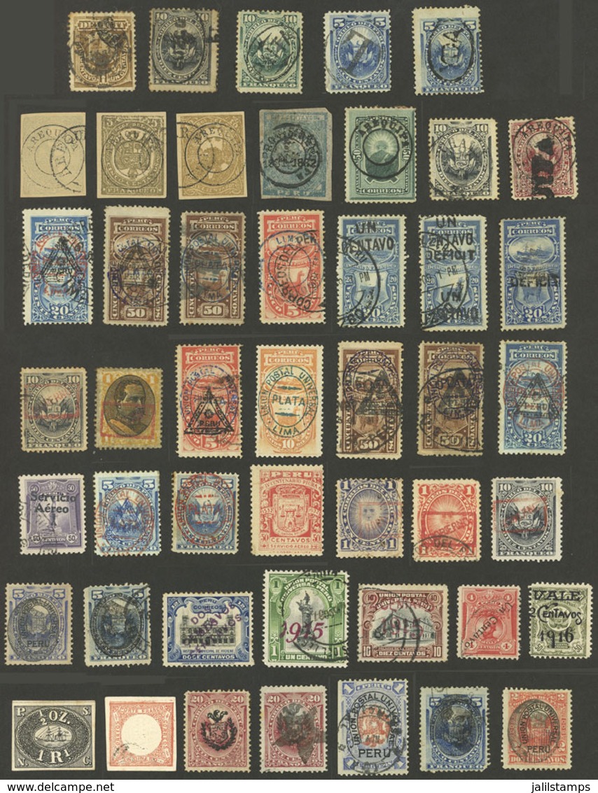 PERU: Group Of Old Stamps, Probably All Are FORGERIES (it May Include Genuine Stamps With Forged Overprints And/or Cance - Peru