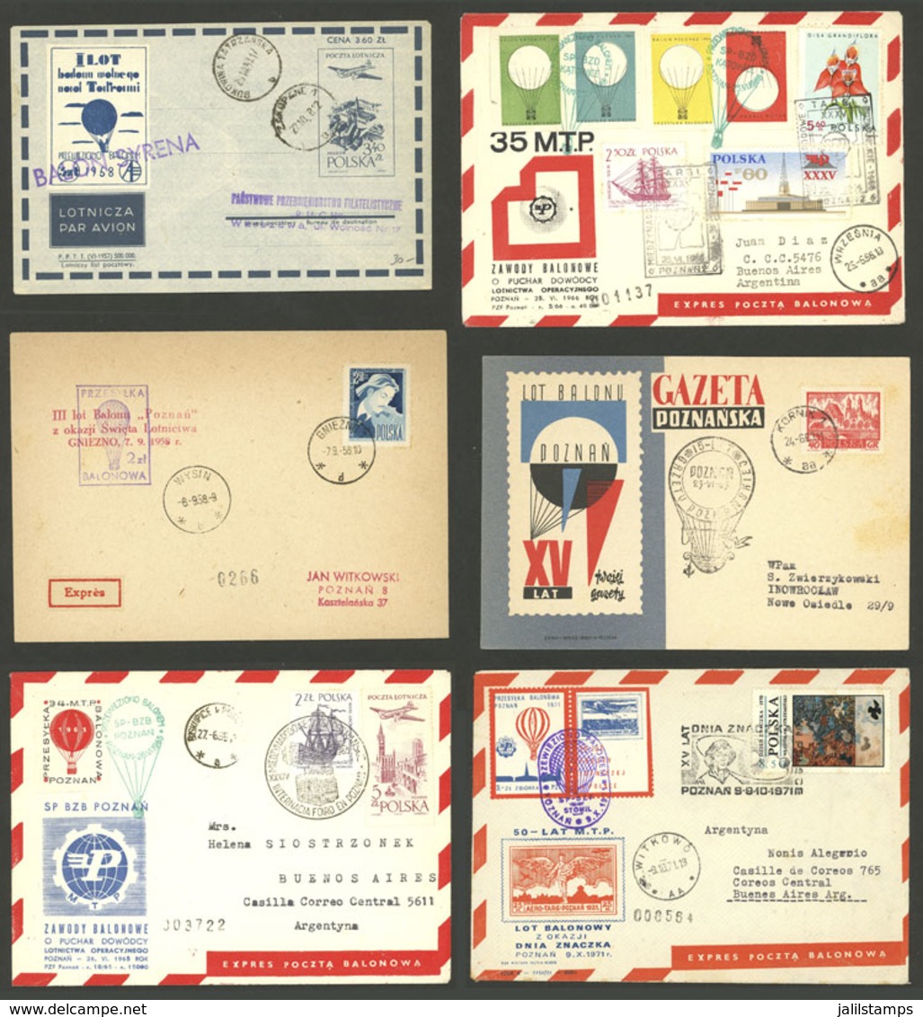 POLAND: BALLOON FLIGHTS: Over 60 Covers And Cards With Nice Cinderellas And Special Marks, Various Periods, Little Dupli - Other & Unclassified