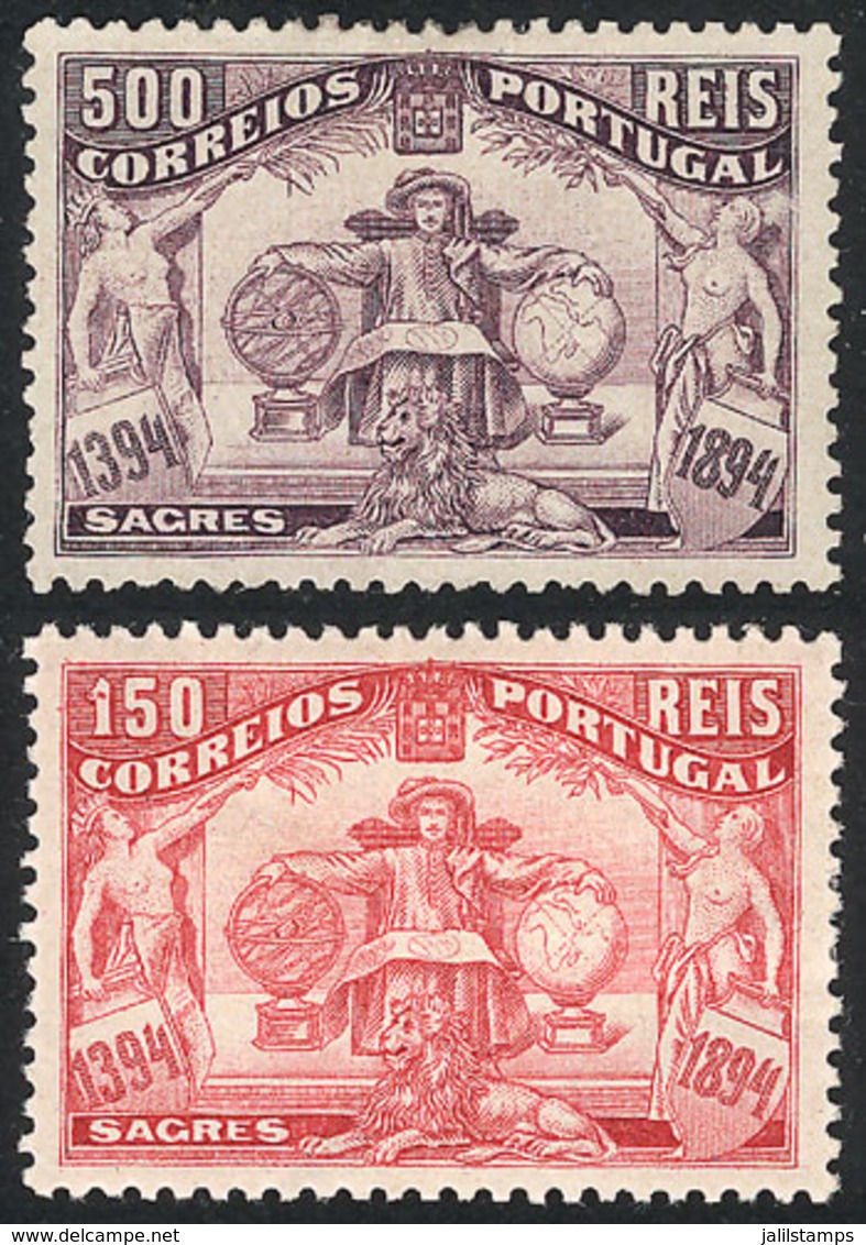 PORTUGAL: Yvert 105 + 107, 1894 Enrique Aviz 150r. And 500r., Mint, The Former With Original Gum, The Other One Without  - Other & Unclassified