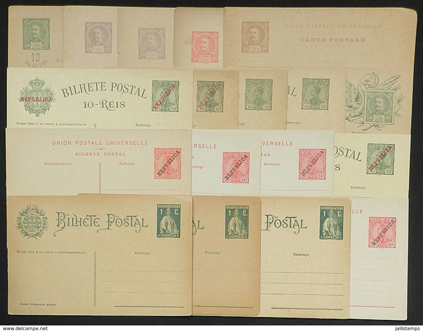 PORTUGAL: 18 Old Postal Cards, Some With Paid Reply, Unused, In General Of Fine To VF Quality! - Sonstige & Ohne Zuordnung