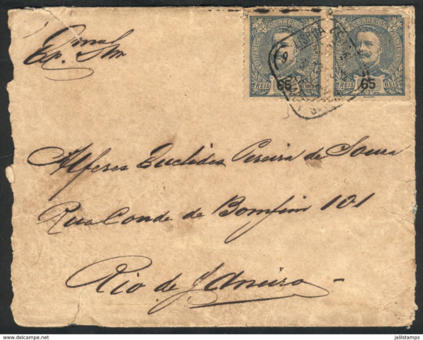 PORTUGAL: Cover Sent From Lisboa To Rio De Janeiro On 3/MAR/1908 Franked With 130R., Very Nice! - Other & Unclassified
