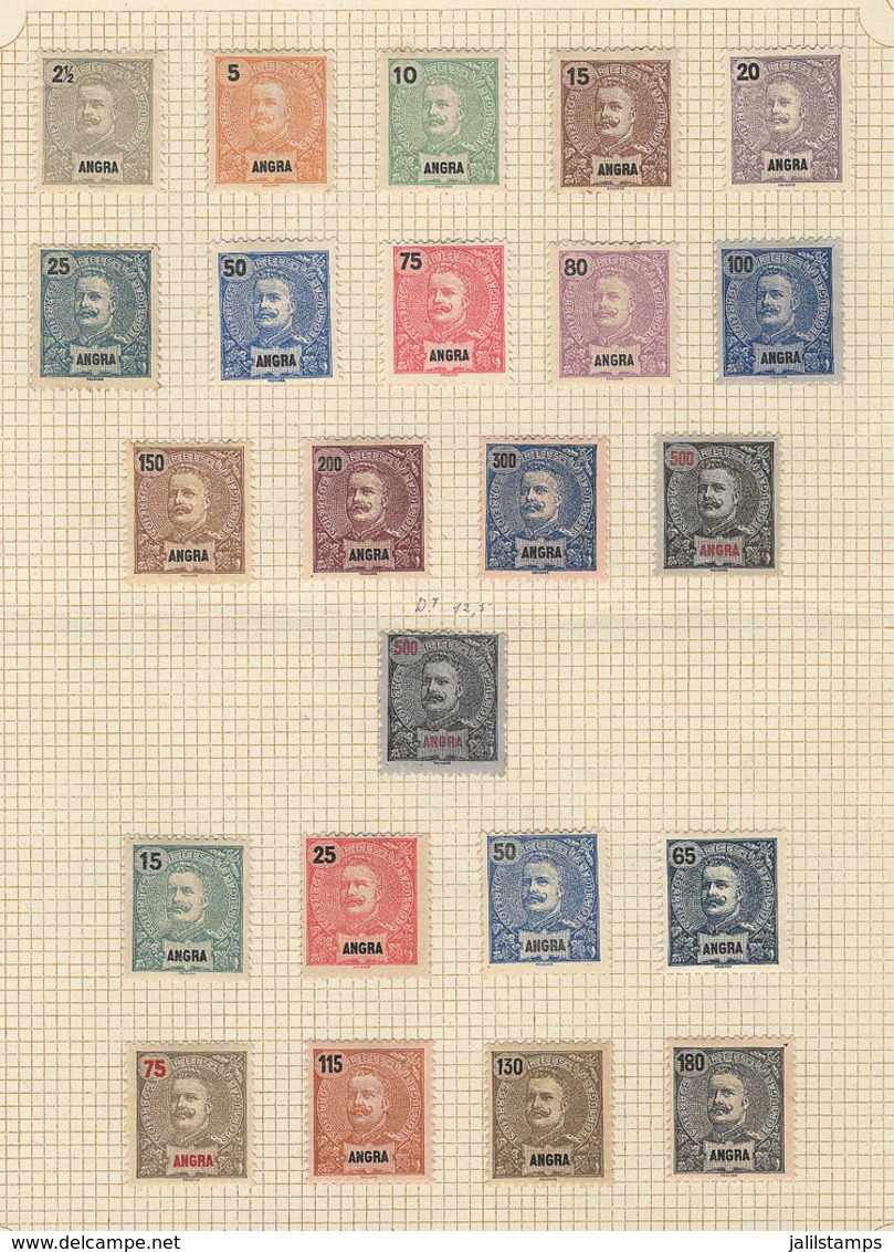 PORTUGAL - ANGRA: Lot Of Stamps Issued Between 1897 And 1905 Mounted On Page Of An Old Collection, Mint (some Without Gu - Angra