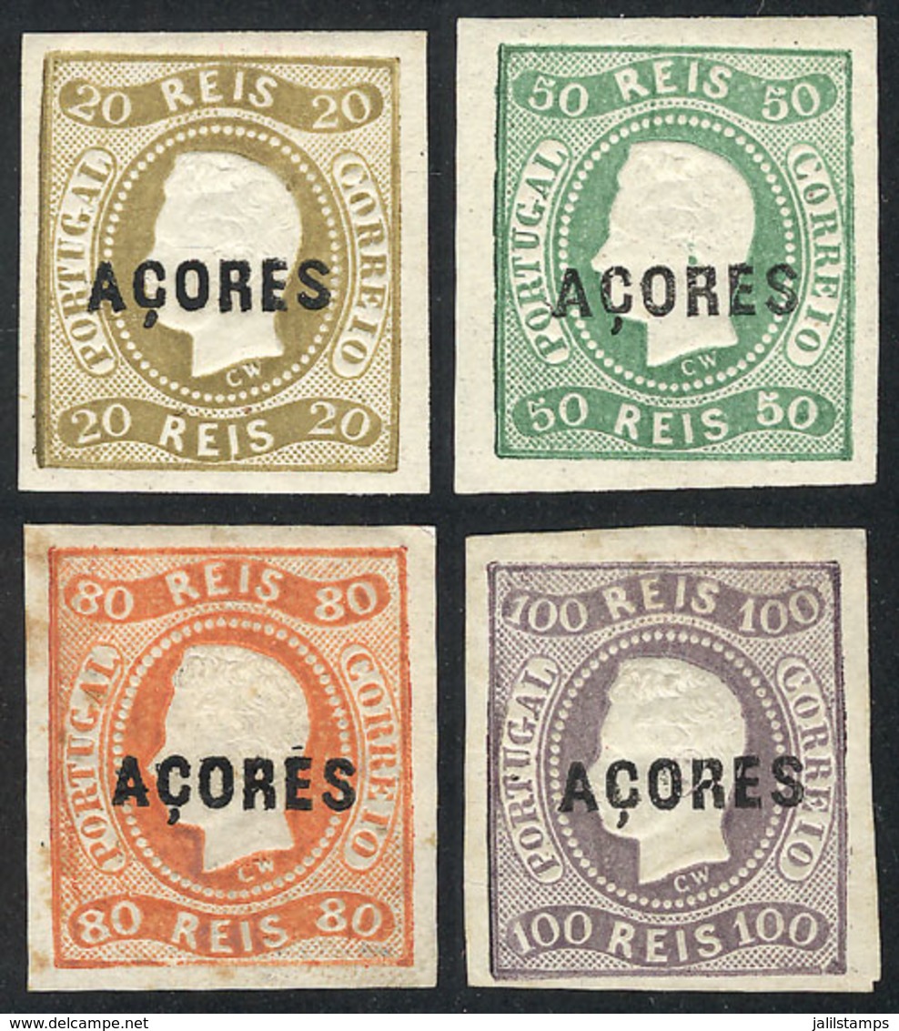 PORTUGAL - AZORES: Sc.3/6, 1868 20r. To 100r., Mint Original Gum (the 80r. Without Gum), Very Fine Quality, Rare! - Açores
