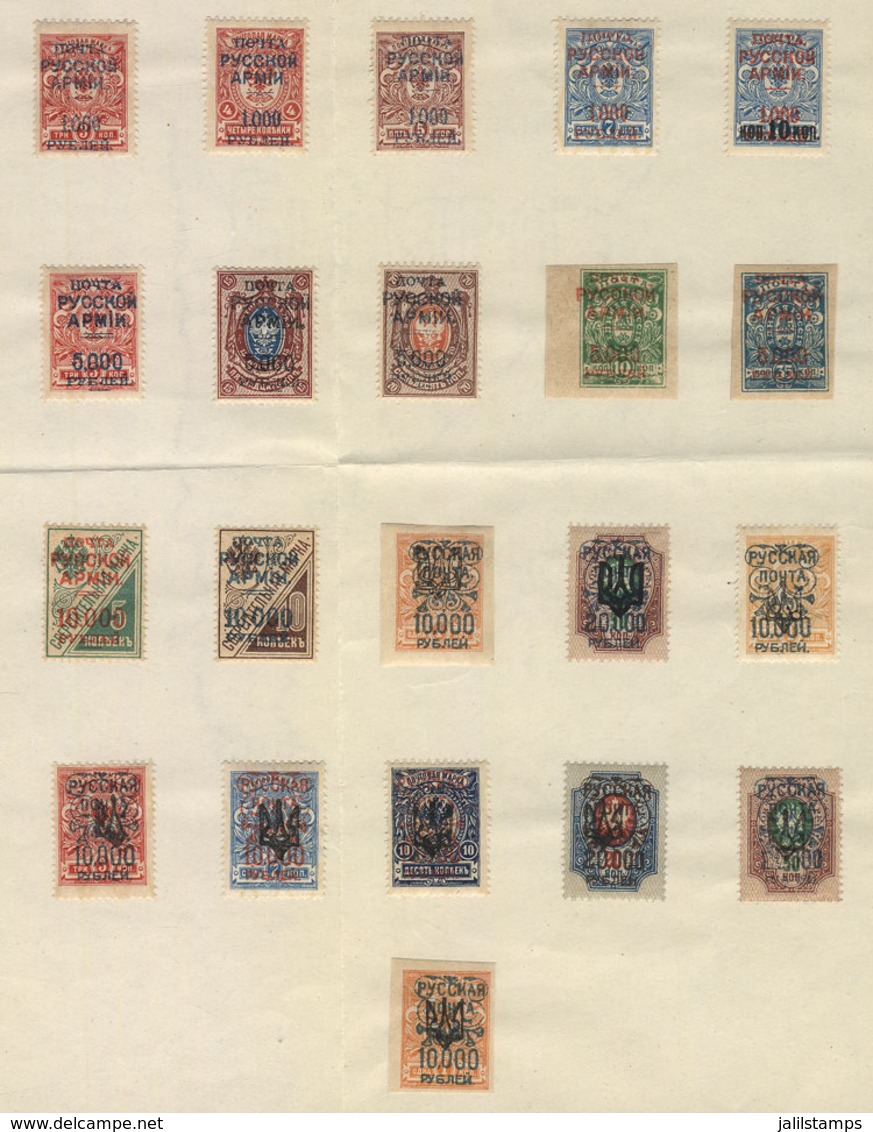 RUSSIA - ARMY OF WRANGEL: Small Lot Of Stamps Mounted On Page, Very Fine Quality, Very Interesting! - Wrangel-Armee