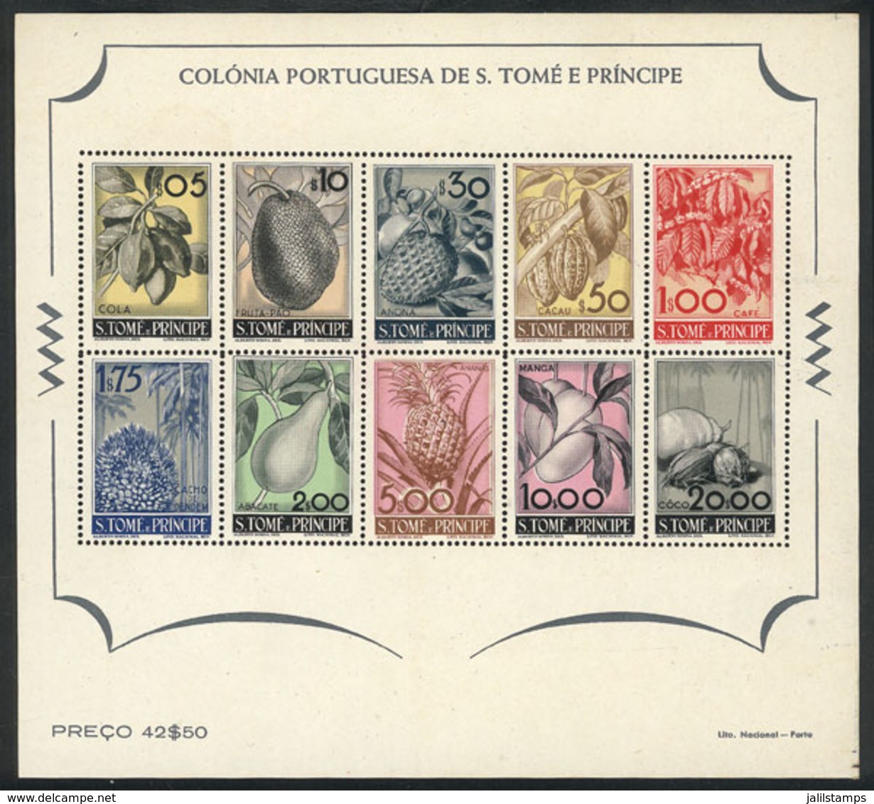 SAO TOME AND PRINCIPE: Yvert 1, 1949 Fruit, MNH But With Light Staining Of The Gum, Very Fine Appearance, Low Start! - St. Thomas & Prince