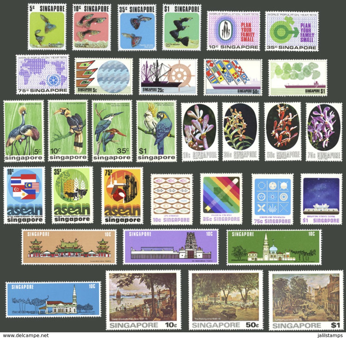 SINGAPORE: Lot Of Complete Sets Of The 1970s, Very Thematic, Scott Catalog Value Over US$90 - Singapore (1959-...)