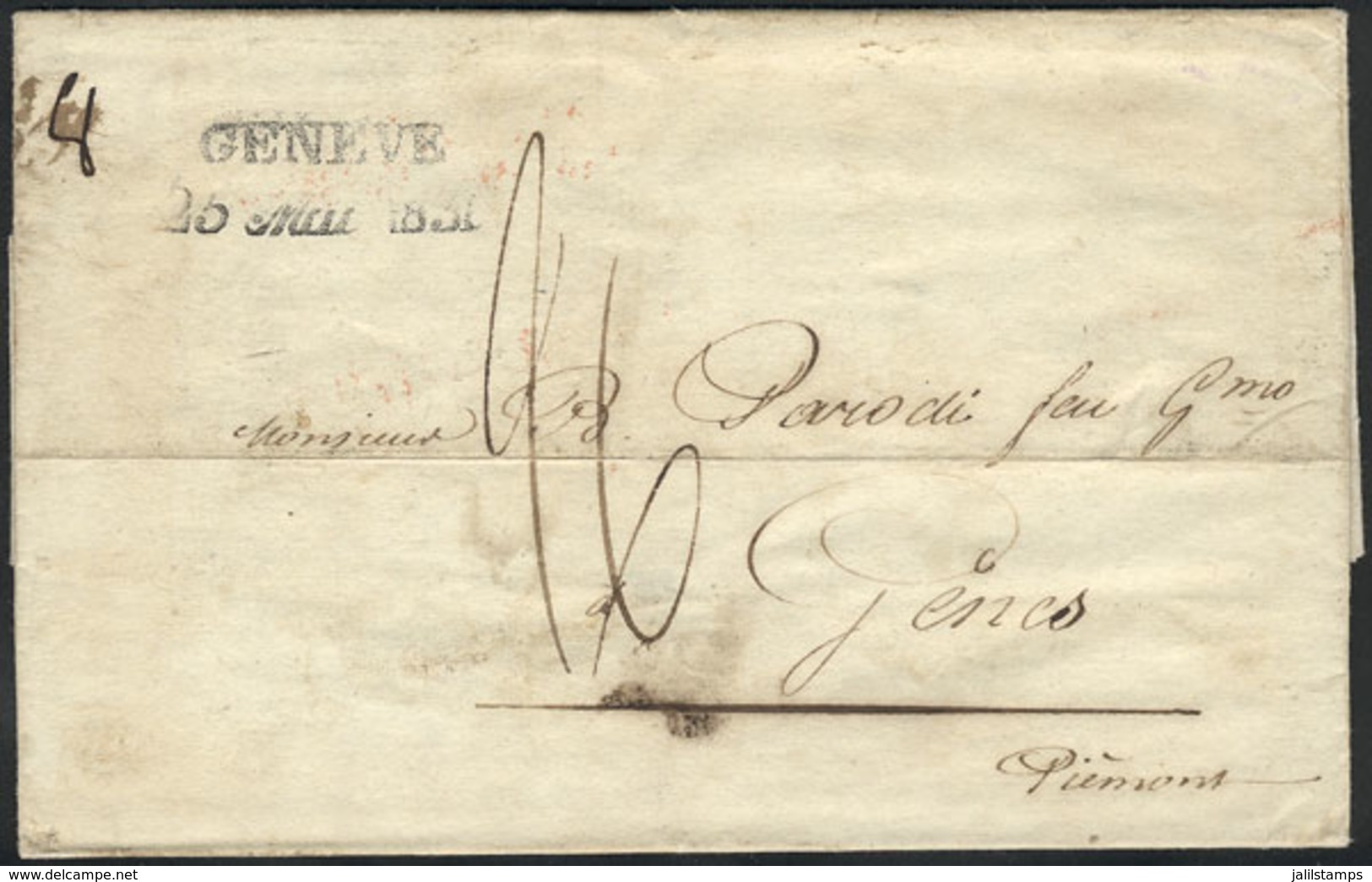 SWITZERLAND: Entire Letter Sent From GENEVE To Genes On 24/MAY/1836, With Nice Postal Marks On Front And Reverse, VF! - ...-1845 Préphilatélie