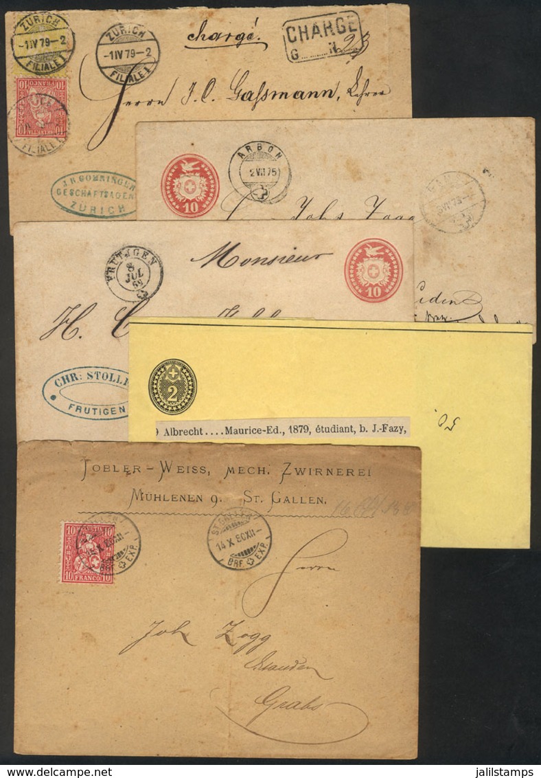 SWITZERLAND: 5 Covers Etc. Used Between 1869 And 1901 With Interesting Postages And Postmarks! - ...-1845 Vorphilatelie