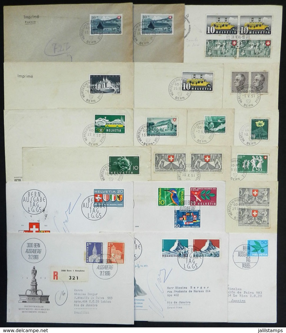 SUITZERLAND: 19 Covers Sent To Rio De Janeiro Between 1946 And 1966, Some With Small Stain Spots, VF General Quality, Ve - Covers & Documents