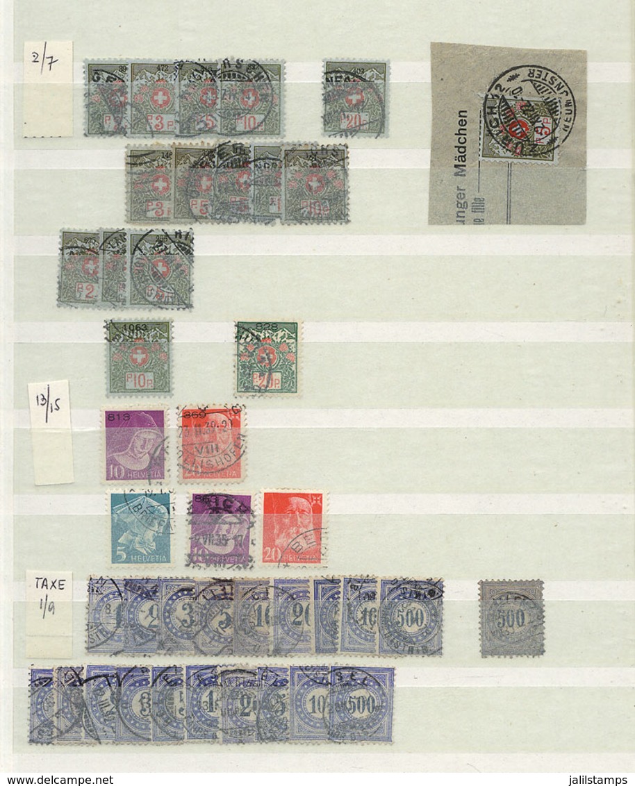 SWITZERLAND: Stock In Stockbook Of Souvenir Sheets, Postage Due Stamps, Official Stamps, Etc. (also Including An Old Int - Collections