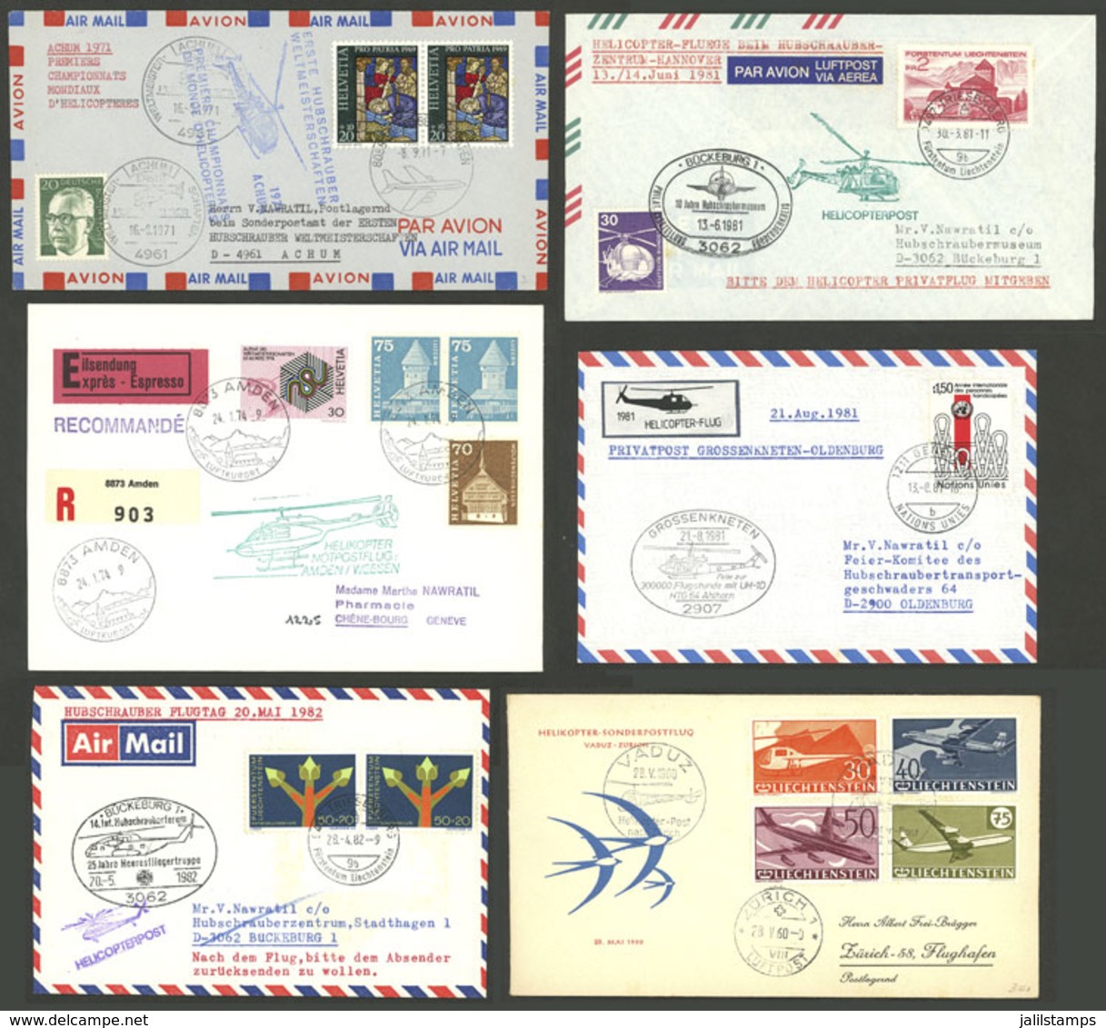 SWITZERLAND + LIECHTENSTEIN: BALLOON FLIGHTS: 14 Covers And Cards, Most Carried In Special Helicopter Flights, Others Wi - Autres & Non Classés
