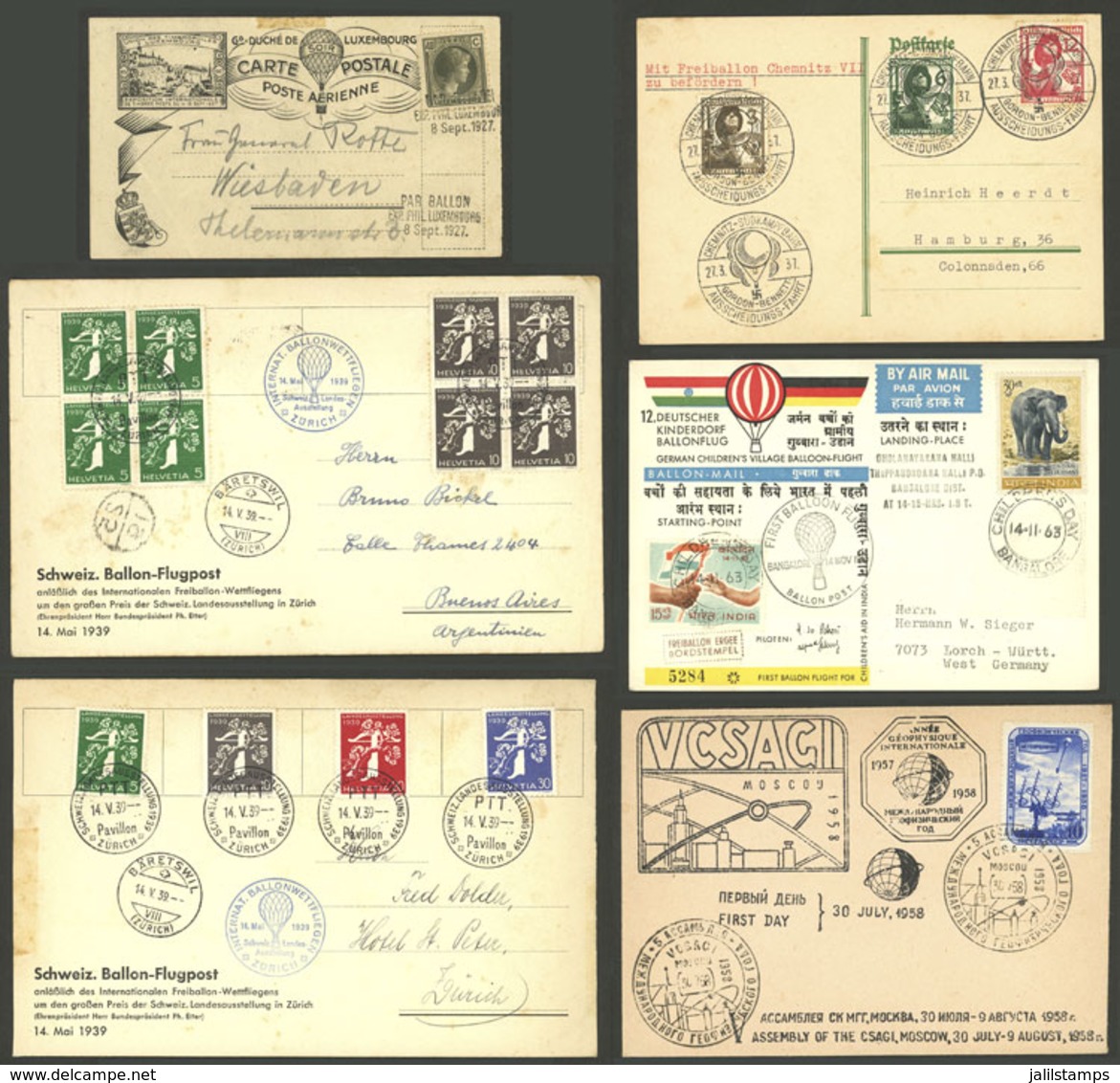 SWITZERLAND + WORLDWIDE: BALLOON FLIGHTS: Over 70 Covers And Cards With Nice Cinderellas And Special Marks, Various Peri - Other & Unclassified