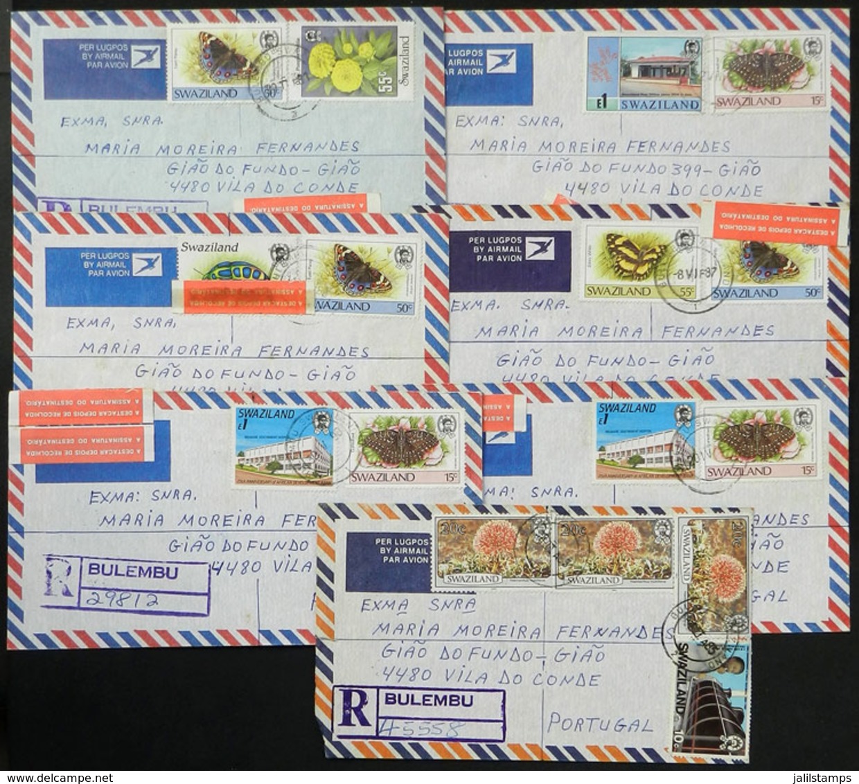 SWAZILAND: 25 Modern Covers Sent To Portugal With Very Nice And Thematic Commemorative Postages, Several Registered, Nic - Swaziland (1968-...)