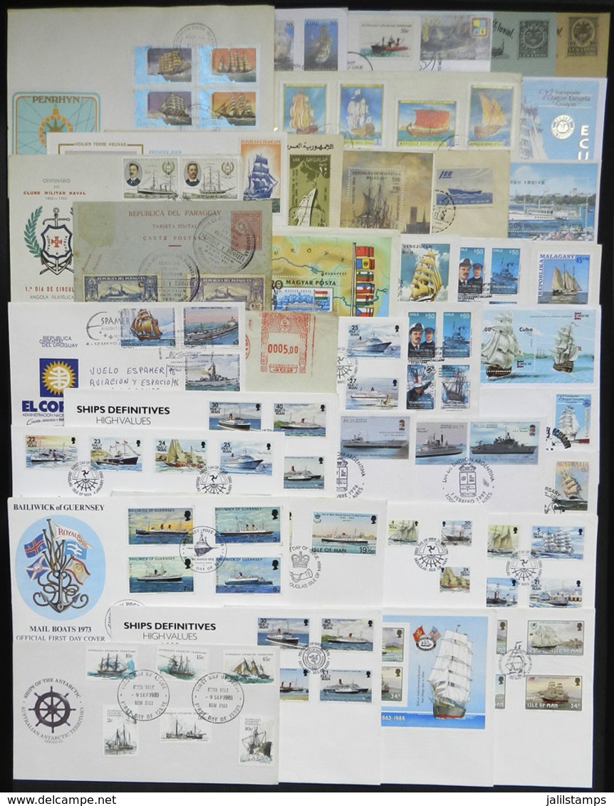 WORLDWIDE: TOPIC SHIPS: About 130 Postal Stationeries, FDC Covers Or With Special Postmarks, Of Varied Countries And Per - Autres & Non Classés