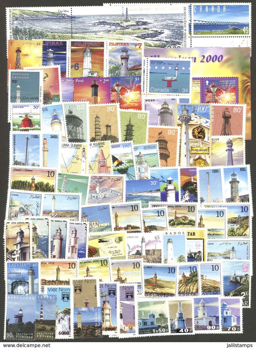 WORLDWIDE: TOPIC LIGHTHOUSES: Envelope Containing A Number Of Very Nice And Modern Souvenir Sheets, Stamps And Sets, A F - Andere & Zonder Classificatie