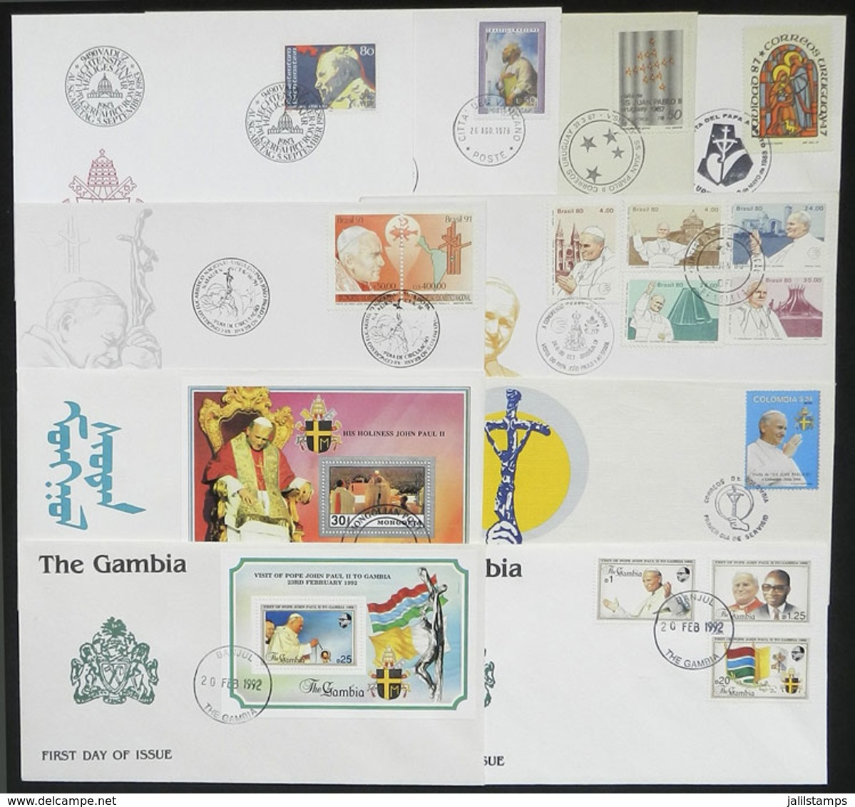 WORLDWIDE: TOPIC POPE JOHN PAUL II: Lot Of 39 Covers Or Cards Of Several Countries, FDC Covers Or With Special Postmarks - Other & Unclassified