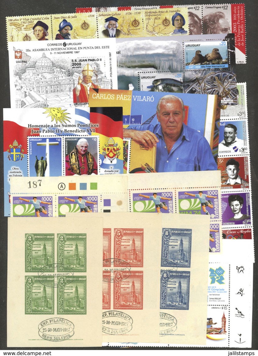 URUGUAY: THEMATIC SETS AND SOUVENIR SHEETS: Envelope Containing A Good Number Of Souvenir Sheets, Sets And A Booklet, Mo - Uruguay