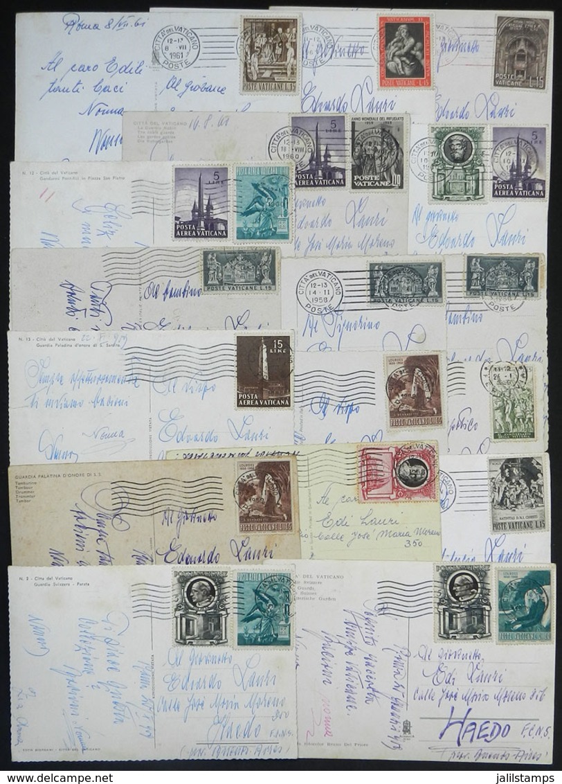 VATICAN: 17 Postcards Sent To Argentina In 1950s, Interesting Postages! - Briefe U. Dokumente