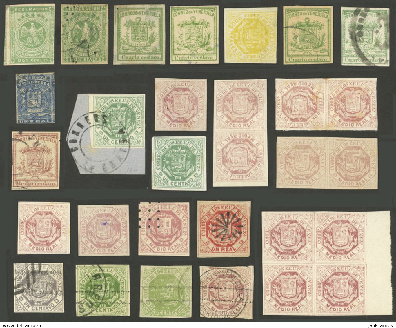 VENEZUELA: Interesting Lot Of Classic Stamps, A Few With Defects, Most Of Fine To VF Quality, Including Tete-beche Pairs - Venezuela