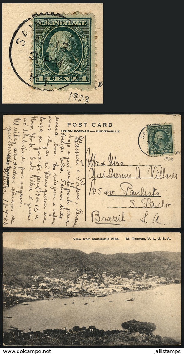 VIRGIN ISLANDS: Postcard With 'View From Manecke's Villa, St. Thomas', Franked With USA Stamp Of 1c. And Datestamped ST. - Other & Unclassified