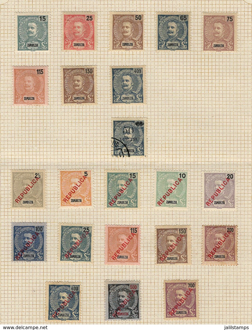 ZAMBEZIA: Very Advanced Collection On 4 Old Album Pages (missing Few Stamps To Complete The Country!), Used Or Mint (sev - Zambezia