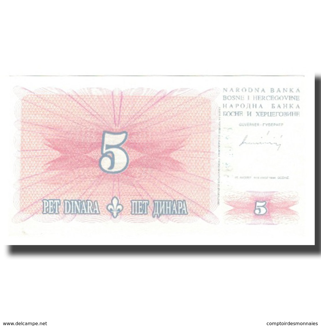 Billet, Bosnia - Herzegovina, 5 Dinara, 1994, 1994-08-15, KM:40a, NEUF - Bosnia Erzegovina