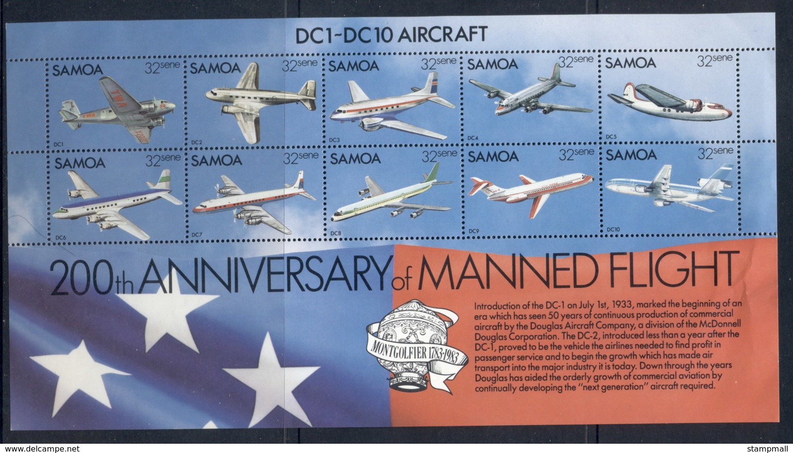 Samoa 1983 Manned Flight 200th Anniv. MS MUH - Samoa