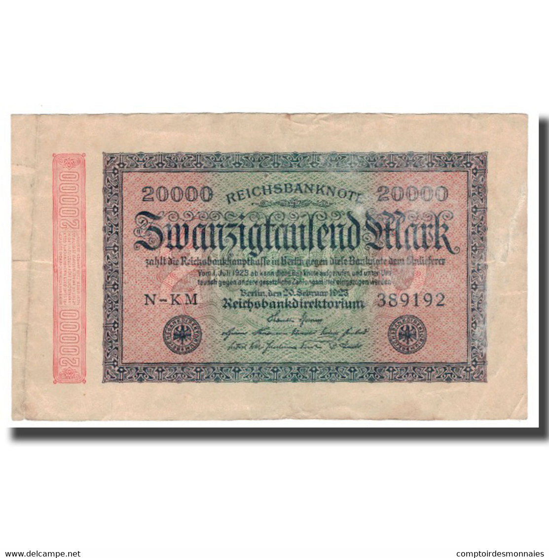 Billet, Allemagne, 20,000 Mark, 1923, 1923-02-20, KM:85f, TB - 20000 Mark