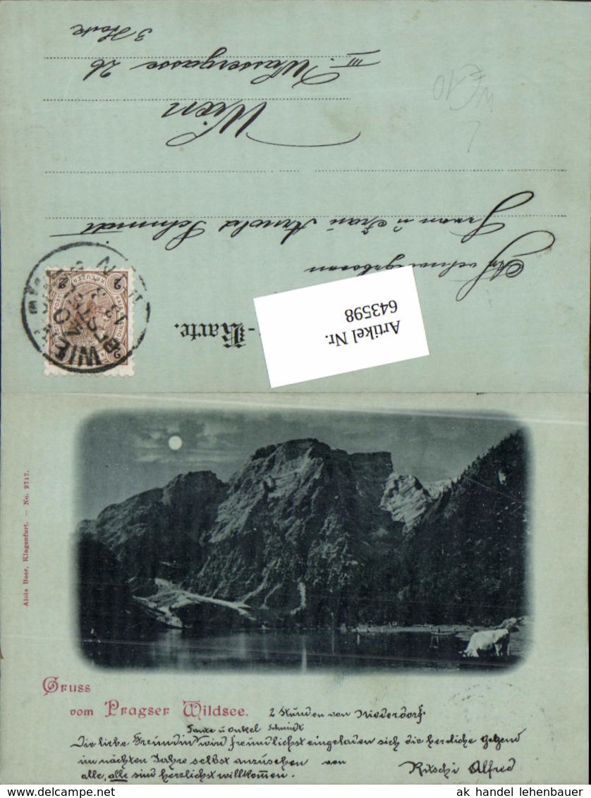 643598,Trentino Mond Lithographie Gru&szlig; Aus Prags Pragser Wildsee 1898 - Bolzano (Bozen)