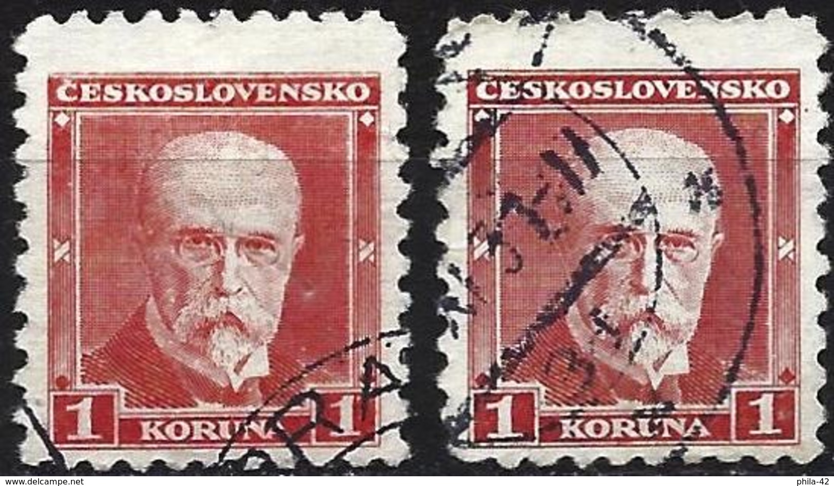 Czechoslovakia 1930 - Mi 297A - YT 269 ( Président Tomáš Garrigue Masaryk ) Two Shades Of Color - Errors, Freaks & Oddities (EFO)